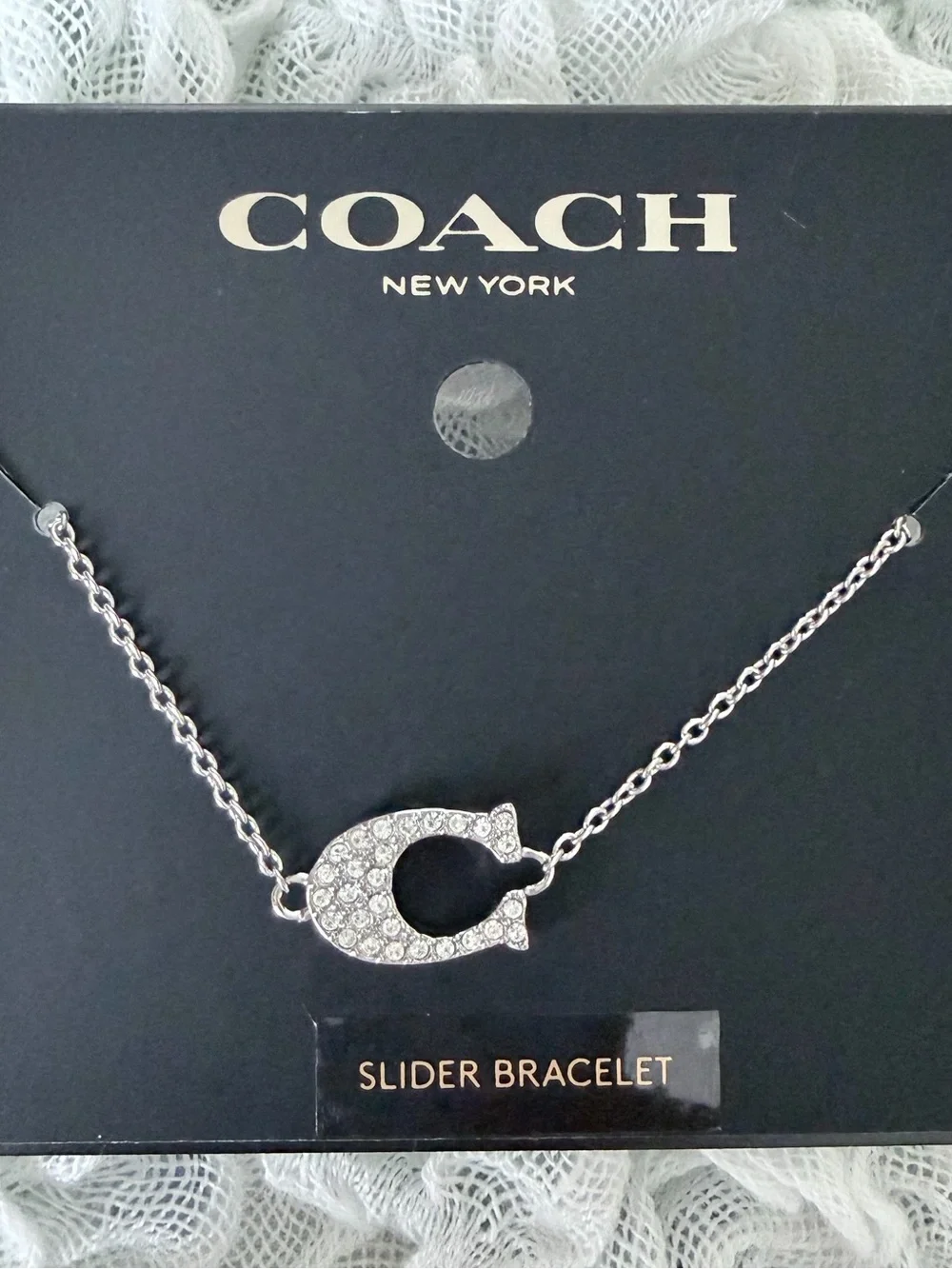 Coach Silver Crystal 'C' Logo Slider Bracelet